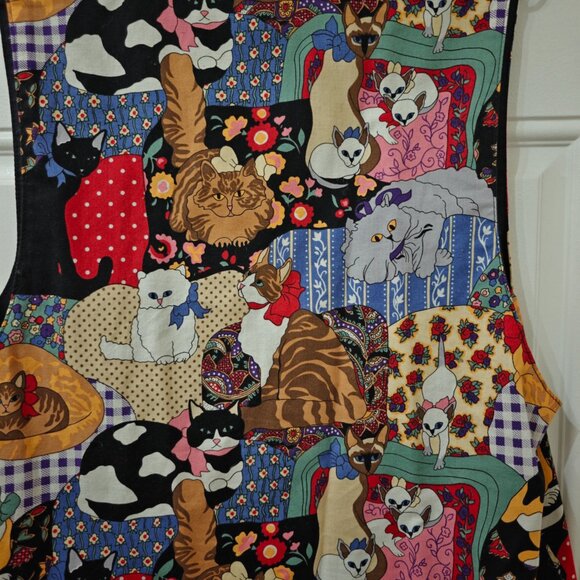 Vintage Double sided Cat Print Vest Women's Approx Size M - Picture 3 of 3
